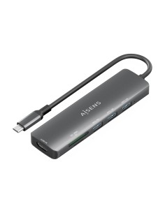 AISENS USB-C Dock 6 en 1, USB-C A, 1x HDMI, 3x USB-A, 1x SD, 1x MicroSD, Gris, 15cm