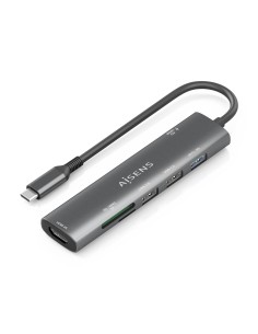 AISENS USB-C Dock 7 en 1, USB-C A, 1x HDMI, 2x USB-A USB2.0, 1x USB-A USB3.0, 1x USB-C PD 100W, 1x SD, 1x MicroSD, Gris, 15cm