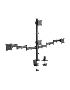 AISENS Soporte de Mesa Eco Giratorio e Inclinable para 4 Monitores 8kg (4 Pivotes, 2 Brazos) de 13"-27", Negro
