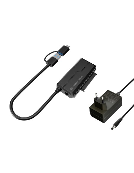 Conceptronic ABBY21B cambiador de género para cable USB Type-A SATA 22-pin Negro