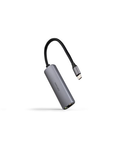 Nanocable Adaptador USB-C 3.1 a RJ45, con PD 100W, USB-C/M, Aluminio, Color Gris, 18 cm