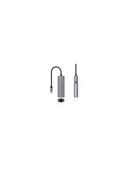Nanocable Adaptador USB-C 3.1 a RJ45, con PD 100W, USB-C/M, Aluminio, Color Gris, 18 cm