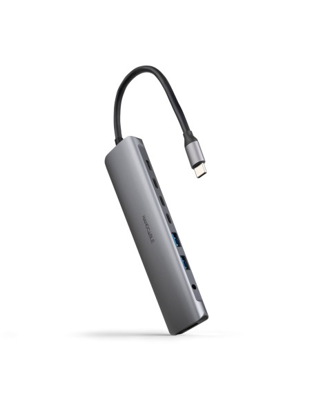 Nanocable Hub USB-C 8 en 1, Conversor USB-C 3.1 a 2xUSB-A 3.0 + 3xUSB-C 3.0 + USB-C PD + HDMI 4K@60Hz + Audio Jack 3.5, Aluminio