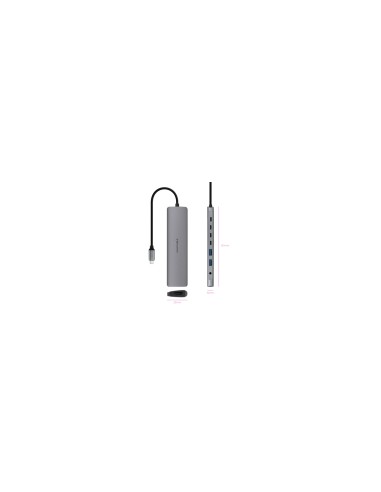 Nanocable Hub USB-C 8 en 1, Conversor USB-C 3.1 a 2xUSB-A 3.0 + 3xUSB-C 3.0 + USB-C PD + HDMI 4K@60Hz + Audio Jack 3.5, Aluminio