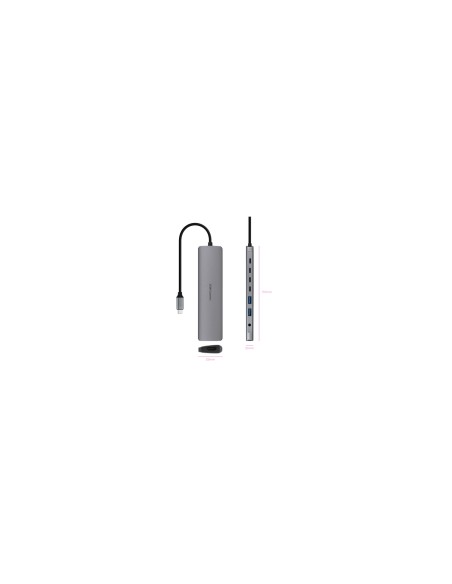 Nanocable Hub USB-C 8 en 1, Conversor USB-C 3.1 a 2xUSB-A 3.0 + 3xUSB-C 3.0 + USB-C PD + HDMI 4K@60Hz + Audio Jack 3.5, Aluminio