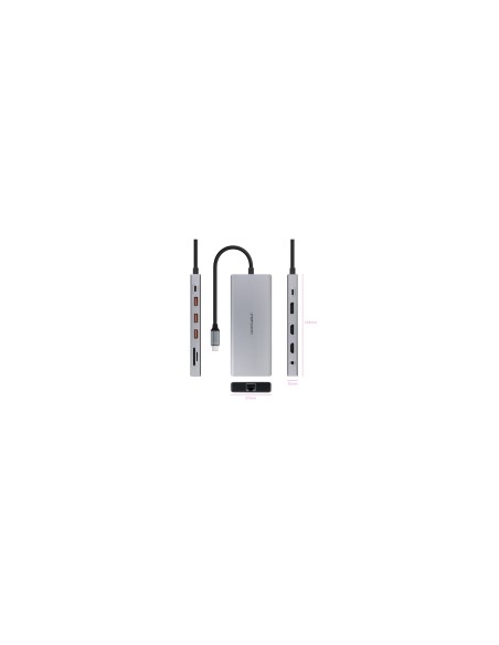 Nanocable Hub USB-C 12 en 1, Conversor USB-C 3.1 a 3xUSB-A 3.2 + USB-C 3.2 + USB-C PD + 2xHDMI 4K@60Hz + DP 4K@60Hz + RJ45 1Gbps