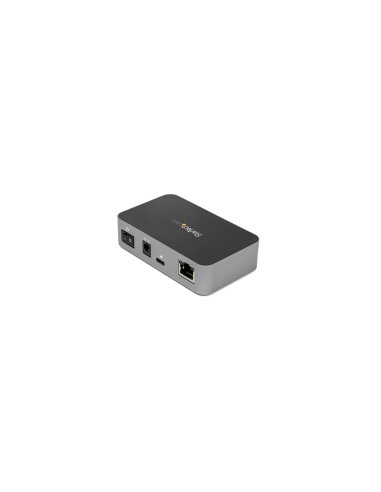 StarTech.com Hub USB-C de 3 Puertos con Puerto de Red Ethernet - 10Gb - Alimentado - Negro Gris