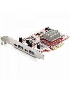 StarTech.com Tarjeta PCIe de 4 puertos usb rojo