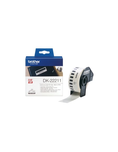 CINTA BROTHER DK22211 PELICULA PLASTICA TRANSPARENTE CONTINUA BLANCA 29x15,24mm