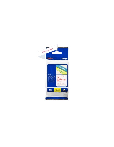 CINTA LAMINADA BROTHER TZe252 24MM 8MT BLANCO ROJO TZe252
