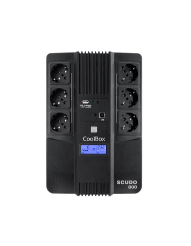 CoolBox Scudo 3 LCD 800VA sistema de alimentación ininterrumpida (UPS) Línea interactiva 0,8 kVA 480 W 6 salidas AC