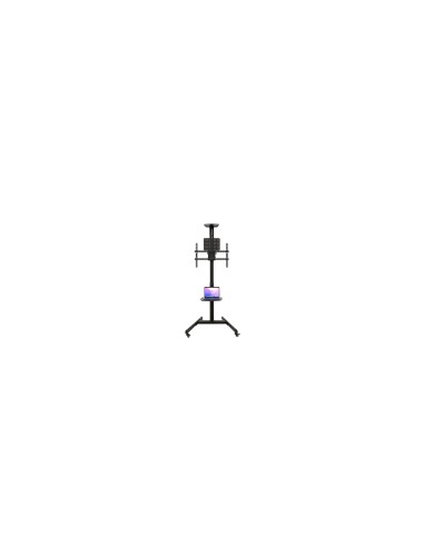 TooQ ?COMETA? Soporte de Suelo con Ruedas con Regulación de Altura para Pantallas 37"- 70", Rotación 90°, Negro