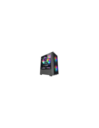 Mars Gaming MC- VORTEX, Caja Gaming MicroATX, Frontal Mesh Geométrico, Ventana Lateral Cristal Templado, 3x Ventiladores FRGB Ra