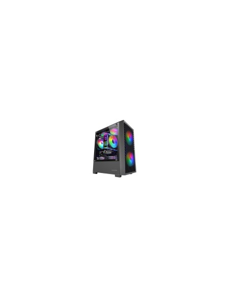 Mars Gaming MC- VORTEX, Caja Gaming MicroATX, Frontal Mesh Geométrico, Ventana Lateral Cristal Templado, 3x Ventiladores FRGB Ra