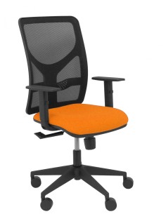 Silla Piqueras y Crespo  Motilla malla negra asiento bali naranja brazo regulable ruedas 65mm
