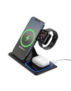 ESTACIÓN DE CARGA TRIPLE INALAMBRICA WX023 15W NEGRA XO