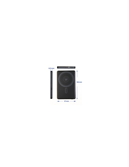 Ewent EW1160 batería externa Polímero de litio 5000 mAh Cargador inalámbrico Negro