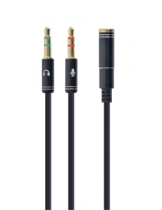 Gembird !Adapter audio stereo 3.5mm mini Jack/4PIN/ cable de audio 0,2 m 3,5mm 2 x 3.5mm Negro