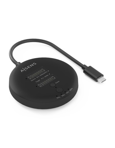 AISENS Estacion De Docking De Doble Bahia NVME a USB 3.2 Gen2x2, Clone, Negro