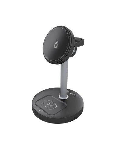 AISENS Cargador Inalambrico USB-C 4 en 1 De 15W Para Movil, Apple Watch, Auriculares Con Estuche De Carga, Negro