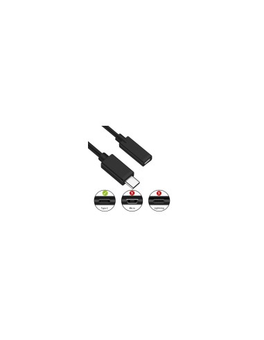 Ewent Cable USB C Macho/USB C Hembra 1,8 m Negro