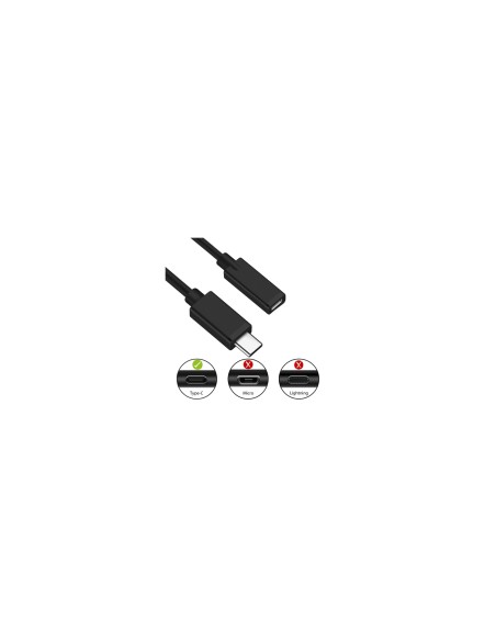 Ewent Cable USB C Macho/USB C Hembra 1,8 m Negro