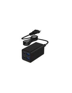 Gembird TA-UC-2A2C-PD65-01-BK cargador de dispositivo móvil Portátil, Smartphone Negro Corriente alterna Carga rápida Interior