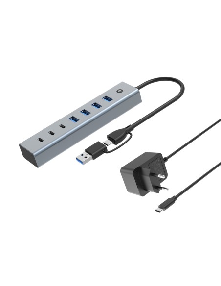 Conceptronic HUBBIES20GP hub de interfaz USB 3.2 Gen 1 (3.1 Gen 1) Type-C 5000 Mbit/s Gris