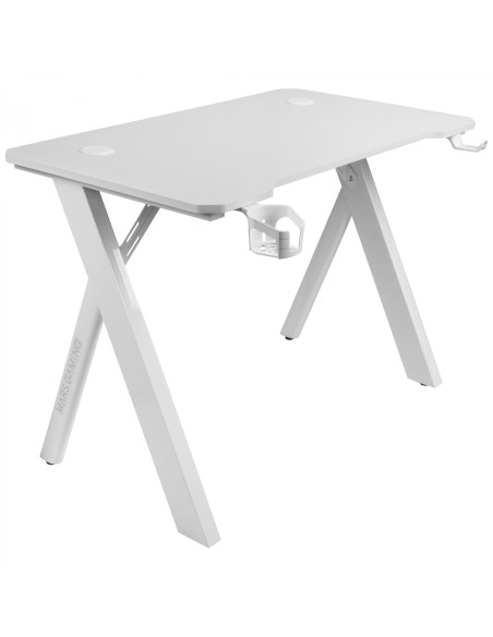 Mars Gaming MGD100RGB Mesa Gaming RGB Alfombrilla XXL Soporte Cascos + Botella 100x60cm Blanco