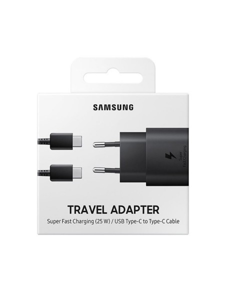 CARGADOR SAMSUNG 25W ADAPTADOR + CABLE USB-C A USB-C NEGRO