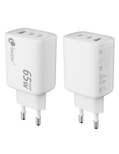Leotec CARGADOR UNIVERSAL 65W GAN ULTRA SLIM 2 USB C PD+1 USB A BLANCO