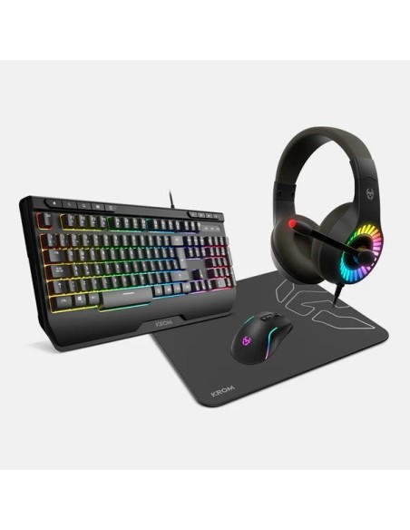 KROM KENYA 4 EN 1 RGB TECLADO + AURICULARES + ALFOMBRILLA + RATÓN