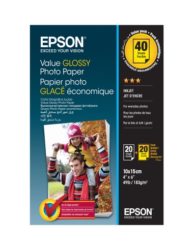 Epson Value Glossy Photo Paper - 10x15cm - 2x 20 Hojas (BOGOF)