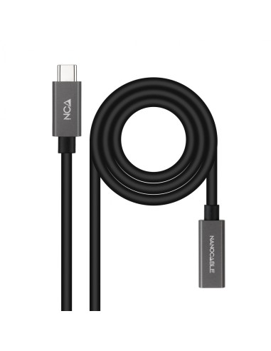 Nanocable Cable Prolongador USB-C 3.2 Gen2x2 20Gbps 3A, 4K/60Hz, USB-C/M-USB-C/H, Negro, 0.5 m