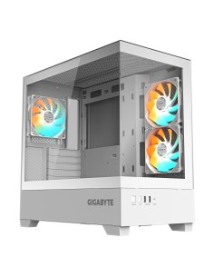 GIGABYTE C201 PANORAMIC ICE Caja para PC ? Torre media, m-ATX, compatible con radiador de 360 mm, 3 ventiladores preinstalados, 