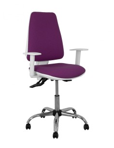 Piqueras y Crespo Silla Elche blanca asincro bali morado brazos regulables ruedas de parqué
