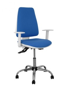Piqueras y Crespo Silla Elche blanca asincro bali azul brazos regulables ruedas de parqué