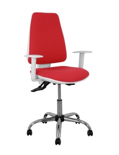 Piqueras y Crespo Silla Elche blanca asincro bali rojo brazos regulables ruedas de parqué