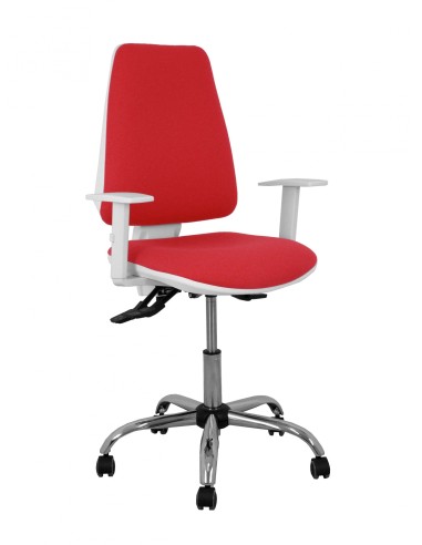 Piqueras y Crespo Silla Elche blanca asincro bali rojo brazos regulables ruedas de parqué