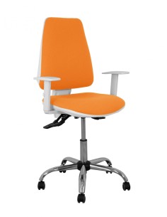Piqueras y Crespo Silla Elche blanca asincro bali naranja brazos regulables ruedas de parqué