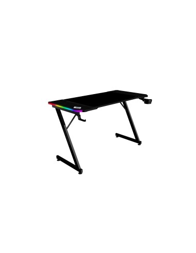 Mars Gaming MGD-X120RGB, Mesa Gaming Ergonómica, Iluminación ARGB con Mando, Fibra de Carbono, Alfombrilla XXL, Soporte Auricula