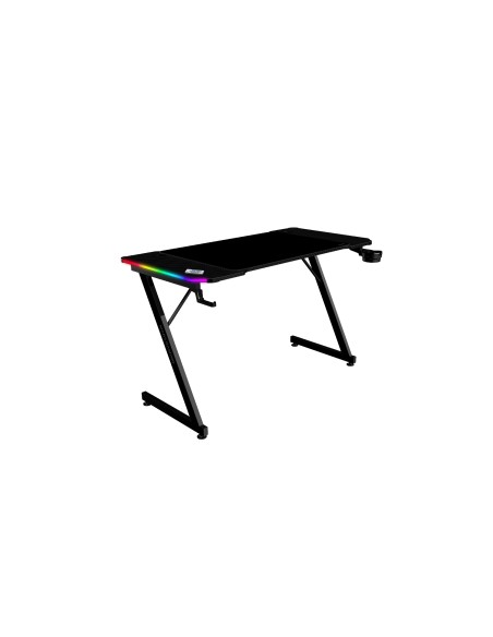 Mars Gaming MGD-X120RGB, Mesa Gaming Ergonómica, Iluminación ARGB con Mando, Fibra de Carbono, Alfombrilla XXL, Soporte Auricula