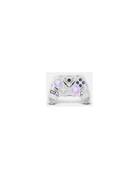 Krom NXKROMKRYSTAL mando y volante Transparente, Blanco Bluetooth/USB Palanca de mando Digital Android, Nintendo Switch, Nintend