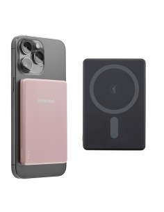 Intenso MW5000 Batería Externa Magnética 5000 mAh ? Compatible con MagSafe, Carga Inalámbrica 15W, USB-C PD 20W, Delgada y Compa