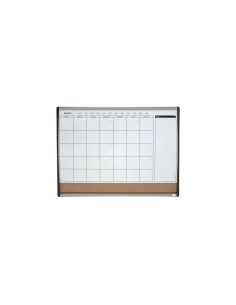 Nobo PlaNIFicador Pizarra Magnetica Peque?a con Tablero de Anuncios de Corcho 585x430mm - Semanal y Mensual - Marco Plateado y N