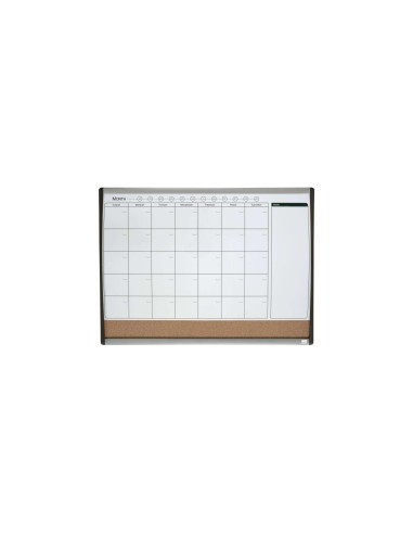 Nobo PlaNIFicador Pizarra Magnetica Peque?a con Tablero de Anuncios de Corcho 585x430mm - Semanal y Mensual - Marco Plateado y N