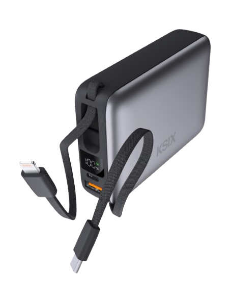 KSIX BATERÍA AUXILIAR 20.000MAH 22,5W CABLE USB-C + LIGHTNING