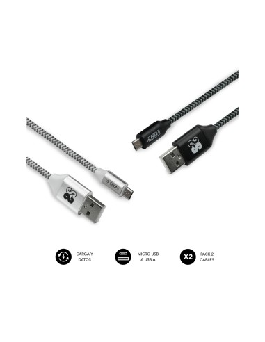 SUBBLIM PACK 2 Cables MICRO USB A/USB A (2.4) 1 m Negro, Gris, Blanco