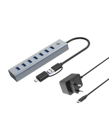 Conceptronic HUBBIES21GP hub de interfaz USB 3.2 Gen 1 (3.1 Gen 1) Type-A 5000 Mbit/s Gris