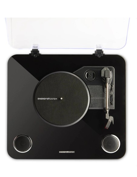 Energy Sistem BlackSpin Tocadiscos de tracción por correa Negro, Transparente